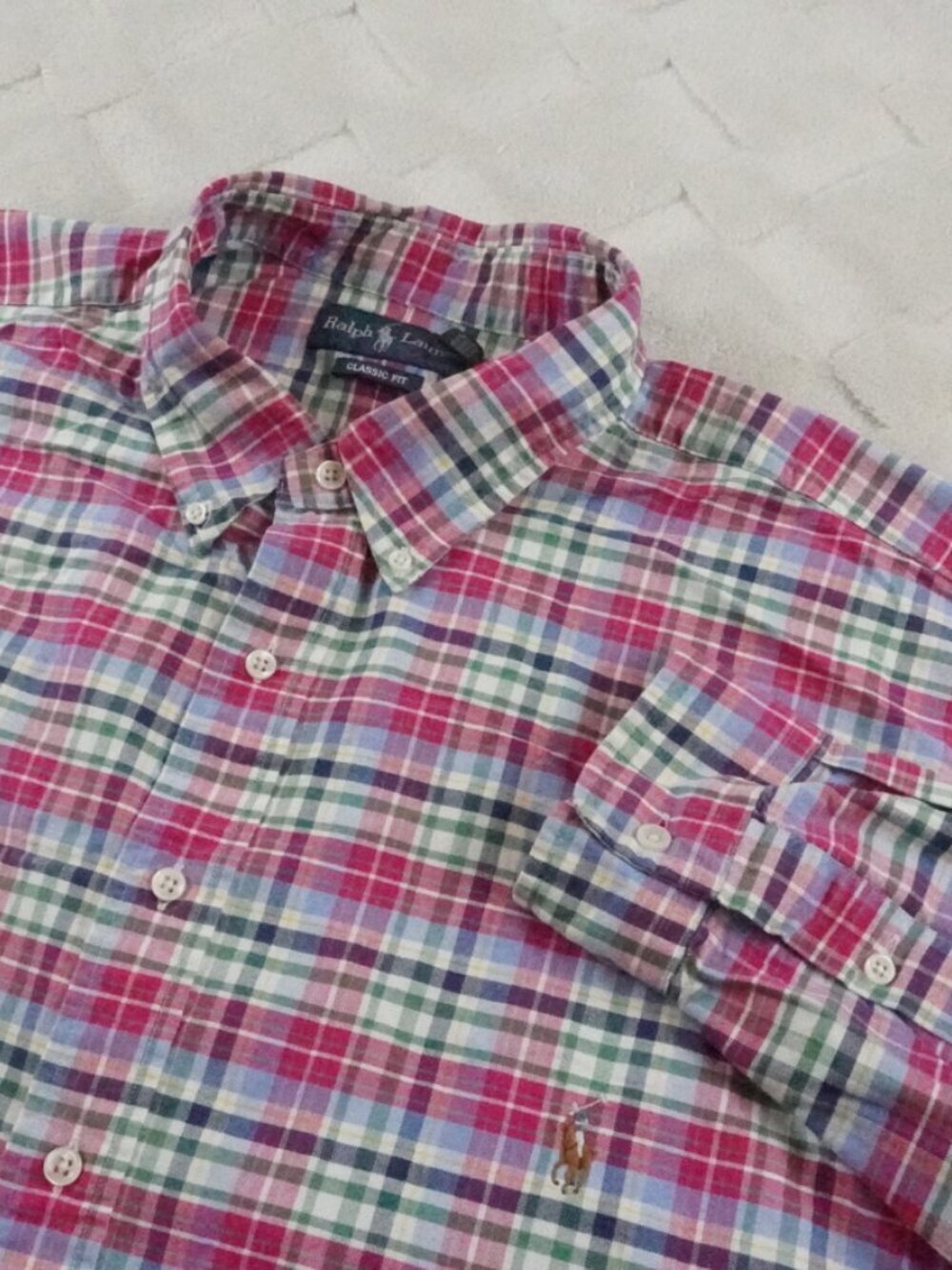 Ralph Lauren Oxford Button Up Shirt Mens 3XLT Classic Fit Plaid Multi Color
